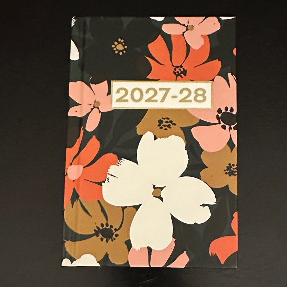 2027-28 Floral Hardcover Planner - Black & Coral